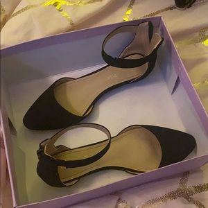 Black ankle wrap flats